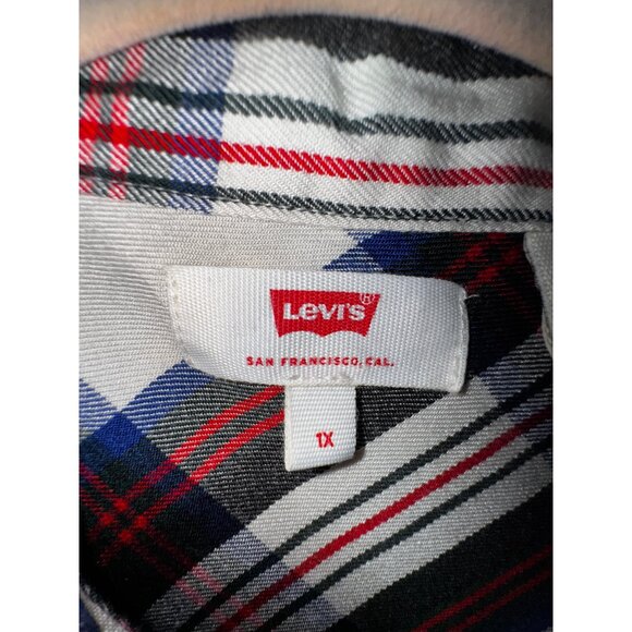 Levis Plaid Longline Button-Up Shirt Dress Western Ranch Plus Size 1X Cowboy - Picture 5 of 9